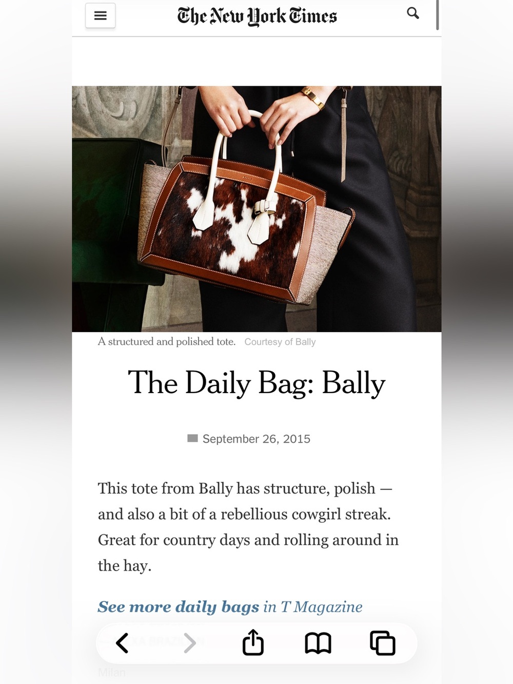 Bally Sommet Medium Haircalf Satchel | Made in Italy | COA 2015 Times Feauture - Picture 4 of 17